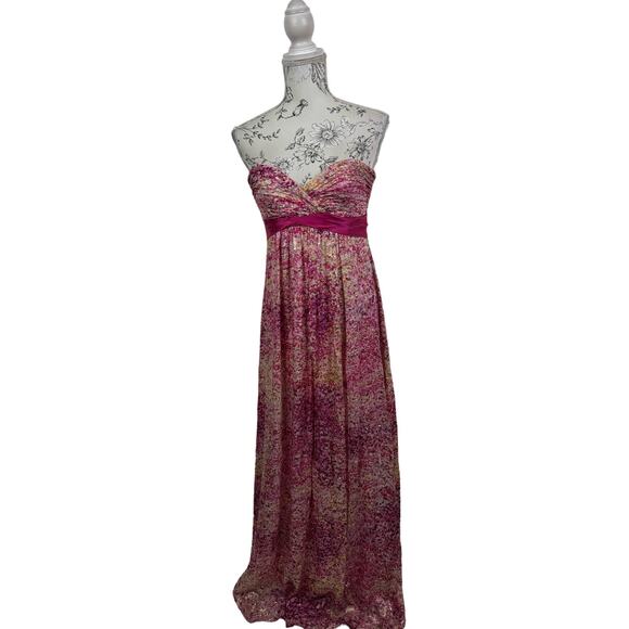 BCBGMAXAZRIA Silk Kai Begonia Strapless Maxi Pink Dress Size 2 - Picture 4 of 9